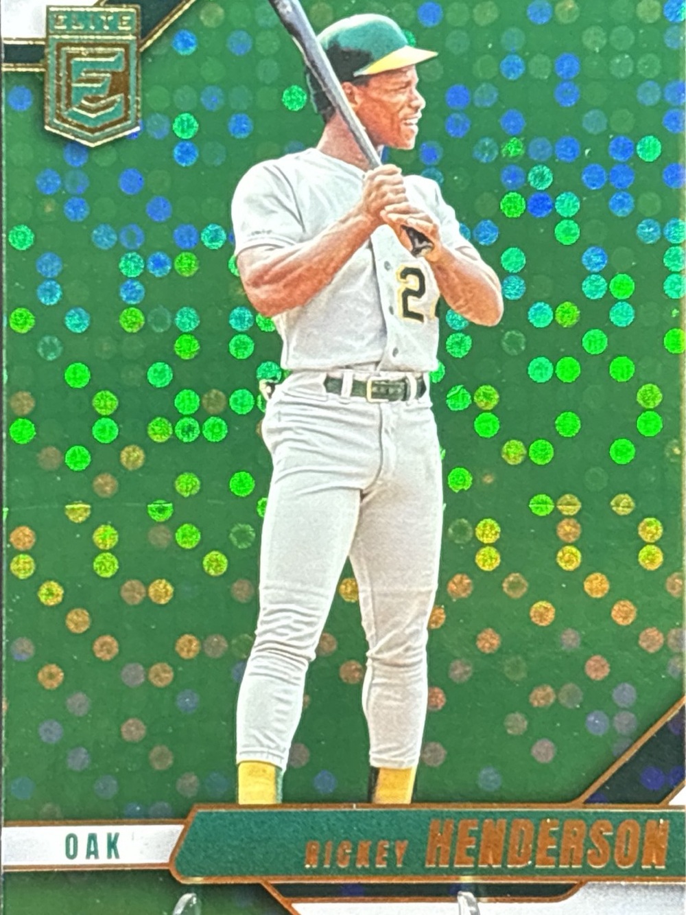 Panini Elite Green Dot Refractor Rickey Henderson Baseball Trading Card